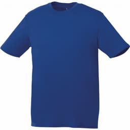A blue short sleeve tech tee for men, featuring a simple design and a logo. Suitable for casual wear.