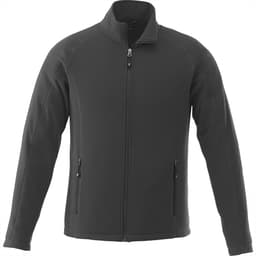 A men's polar fleece jacket in dark grey with a full zip and two front pockets. Features a logo on the chest.