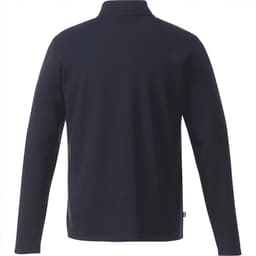A black men's jumper with a quarter zip design, featuring long sleeves and a collar, showing the back view.