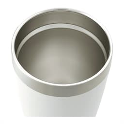 A drink bottle featuring a sleek white exterior and a stainless steel interior, designed for thermal insulation.