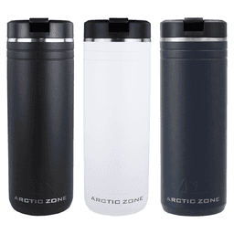 A drink bottle set featuring three colours: black, white, and navy, with a logo and a straw cap design.