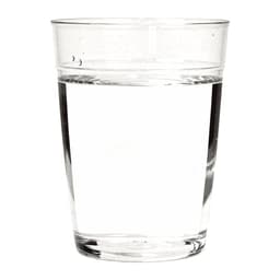 A clear Tritan carry cup filled with water, featuring a simple design and no visible branding.
