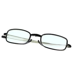 Folding reading glasses with a black frame and clear lenses, featuring a slim design.