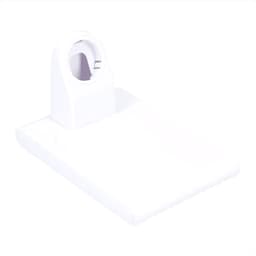 A white wireless charging pad with a holder for an iWatch, featuring a sleek, minimalist design.