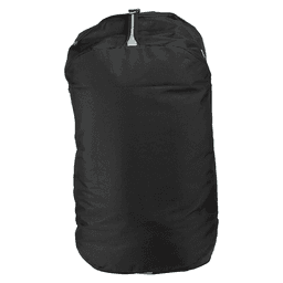 A black cargo duffel bag with a mid blue accent, featuring a top zipper and a simple design.