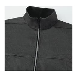 A grey softshell vest featuring a high collar and front zipper, designed as a waterproof outer layer.