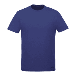 A blue short sleeve tee for men, featuring a crew neck and a simple design with a logo.