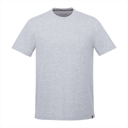 A light grey short sleeve tee for men, featuring a simple design and a logo on the hem. 