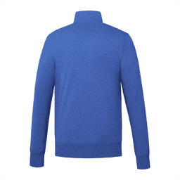 A blue fleece full zip jacket for men, featuring a high collar and long sleeves, with a discreet logo present.