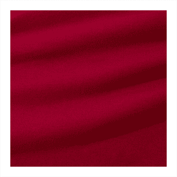 A close-up of a red fabric showcasing a smooth texture, ideal for a women's short sleeve tee. It has a logo.