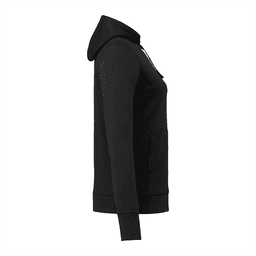 A black women's Lavar Eco Knit hoody featuring a hood, long sleeves, and a front pocket.