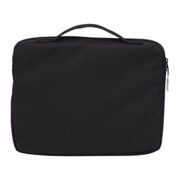 A black organiser case with a zip closure and handle. It features a logo on the front.