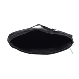 A black organiser case with a zip closure and a handle, featuring a spacious interior.