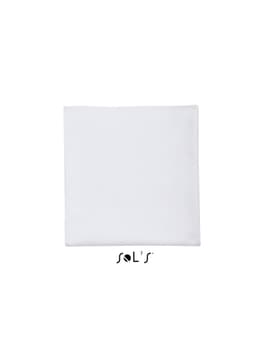 A white microfibre sports towel measuring 30cm x 50cm, featuring a logo at the bottom.