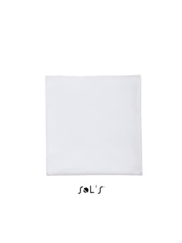 A white microfibre gym towel measuring 120cm x 70cm, featuring a logo at the bottom.