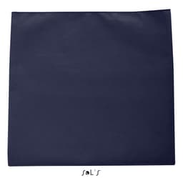 A microfiber sports towel in navy blue, measuring 120cm x 70cm, with a small logo present.