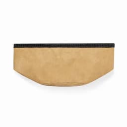 A pouch in tan with a dark grey band at the top, featuring a simple design and no visible branding.