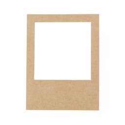 A brown cardboard frame with a square opening in the centre. There are no images or text within the frame.