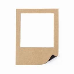 A square, brown, textured frame with a curled bottom corner, designed for displaying photos or artwork.