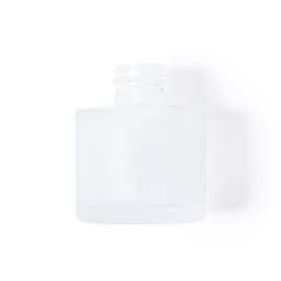 A drink bottle in a frosted white finish with a wide neck and a smooth surface. It features a branding logo.