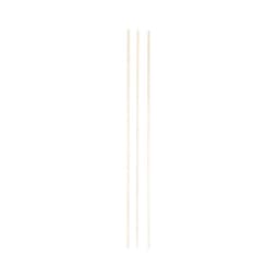 Three wooden skewers arranged vertically against a light background. Each skewer has a smooth finish.