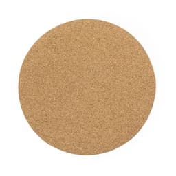 A round cork coaster in a natural brown shade, featuring a smooth, textured surface.