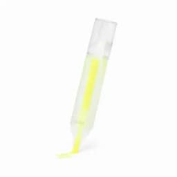 A drink bottle in transparent plastic with a yellow liquid inside and a white lid, featuring branding.