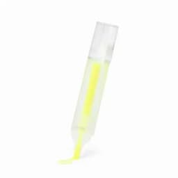 A drink bottle with a transparent body and a bright yellow inner section, featuring a clear lid and a logo.