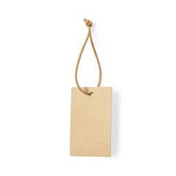 A blank kraft tag with a brown string loop, designed for labels or pricing.