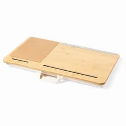 A wooden chopping board featuring a flat surface and a textured section, with grooves along the edges.