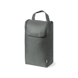 A drink bottle carry bag in dark grey, featuring a zip closure and a sturdy handle for easy transport.