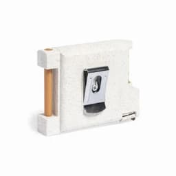 A tape dispenser in a speckled white design featuring a metal blade and a roll of tape.