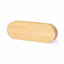 A wooden, oval-shaped block in a light natural finish, showcasing its smooth surface and rounded edges.