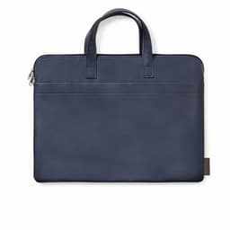 A navy blue laptop bag with two handles and a zip closure. It features a smooth textured surface.