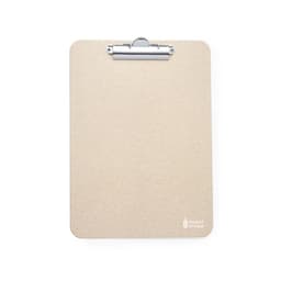 A clipboard made of wheat straw material in a natural beige colour, featuring a silver metal clip.