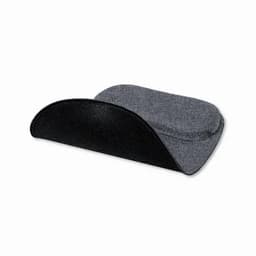 A grey and black product with a curved design, featuring a textured black bottom and a smooth grey top.
