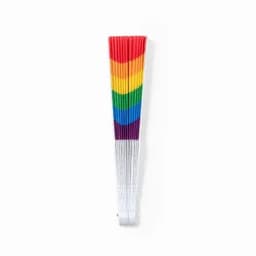 A drink bottle with a rainbow gradient design, featuring vibrant red, orange, yellow, green, blue, and purple colours.