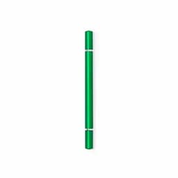 A green promotional product with a sleek, cylindrical design featuring silver accents and a logo.