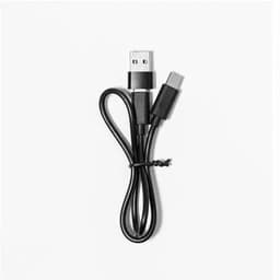A black USB charging cable with USB and USB-C connectors. It features a simple, minimalist design.