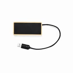 A USB charging device with a wood-patterned casing and a black connector, featuring a cable attached.