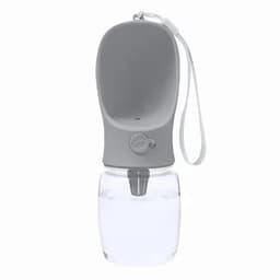 A drink bottle with a grey top, featuring a clear lower section and a loop for easy carrying.