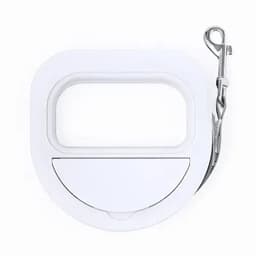 A white drink bottle with a secure lid and metal clip attachment.