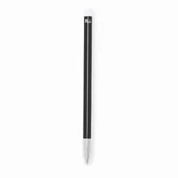 A black pen with a white tip and a logo at the top. The pen has a simple, sleek design.