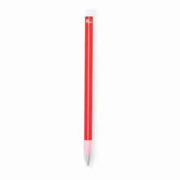 A red pen with a clear tip and a logo at the top.