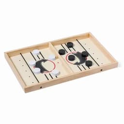 A wooden board game featuring black and white discs on a divided playing surface with lines and red circles.