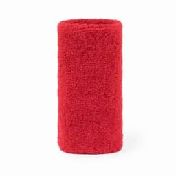 A red drink bottle sleeve made of soft, fluffy material, featuring a simple cylindrical design.