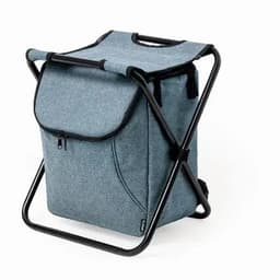 A lightweight, blue drink cooler bag with a foldable frame and a zippered compartment. It features a handle for easy carrying.