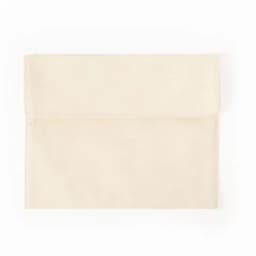 A beige envelope with a flap closure, featuring a plain surface with no visible text or designs.