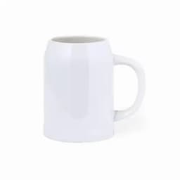 A white sublimation jug mug with a sturdy handle, featuring a smooth surface for custom designs.