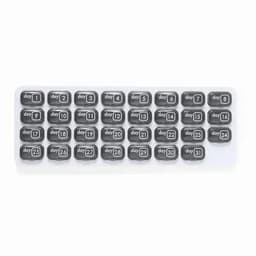 A set of black and white numbered boxes labelled from 'day 1' to 'day 31' arranged in a grid format.